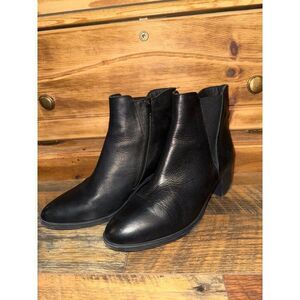 Avellini Black Leather Ankle Boots Bootie 3788-A Size 8 39‎